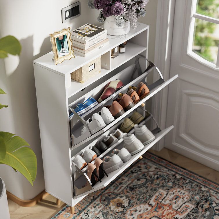 Fold out shoe outlet rack